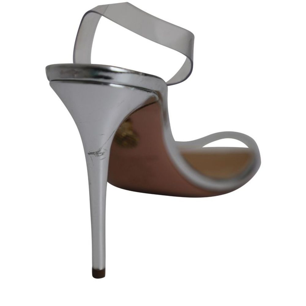 Pre Loved Aquazzura So Nude 105 Slingback Sandals in Silver PVC - Picture 9 of 9